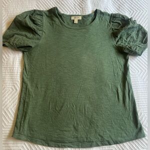 Style & Co - size medium - 100% cotton - eyelet flutter sleeve shirt - green